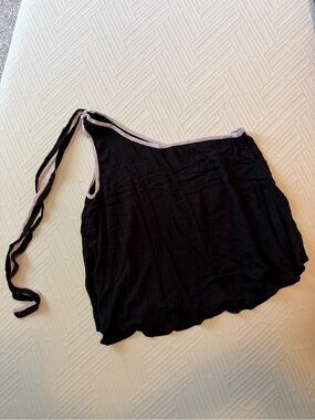 Free People Black One-Shoulder Tank with Pale Pink Trim